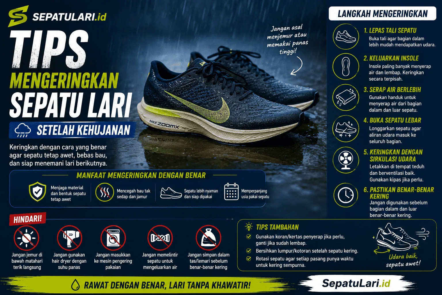Tips Mengeringkan Sepatu Lari Setelah Kehujanan